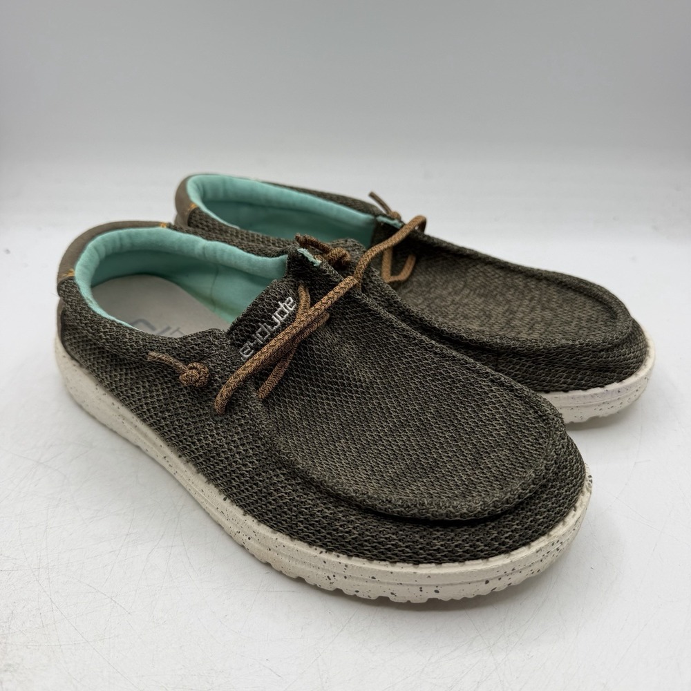 Hey Dude Wally Shoes YOUTH Sz Y 5 L 6 Musk Grey Green Slip On Loafers Comfort